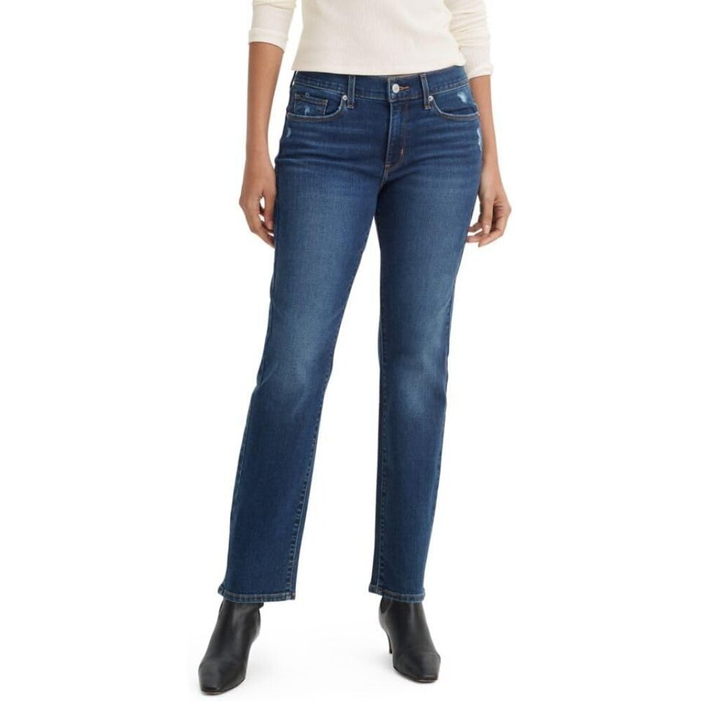 Women's Straight Jeans Cotton Blend Zipper Closure Machine Wash Modern Fit